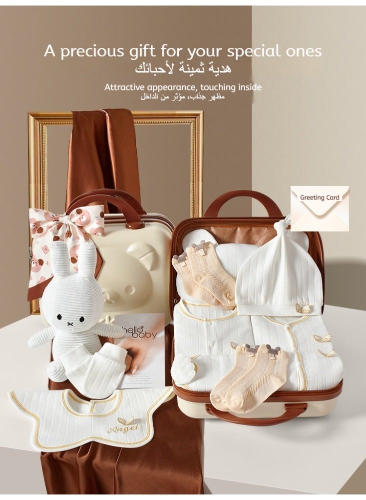 19 PCS Baby Layette Gift Set Suitcase-Newborn Gift Set, Baby Clothes Accessories Hat Socks Pillow Blanket Toy, Premium Cotton, for four seasons Spring Summer Autumn Winter, 0-3 Months - Angel - Image 2